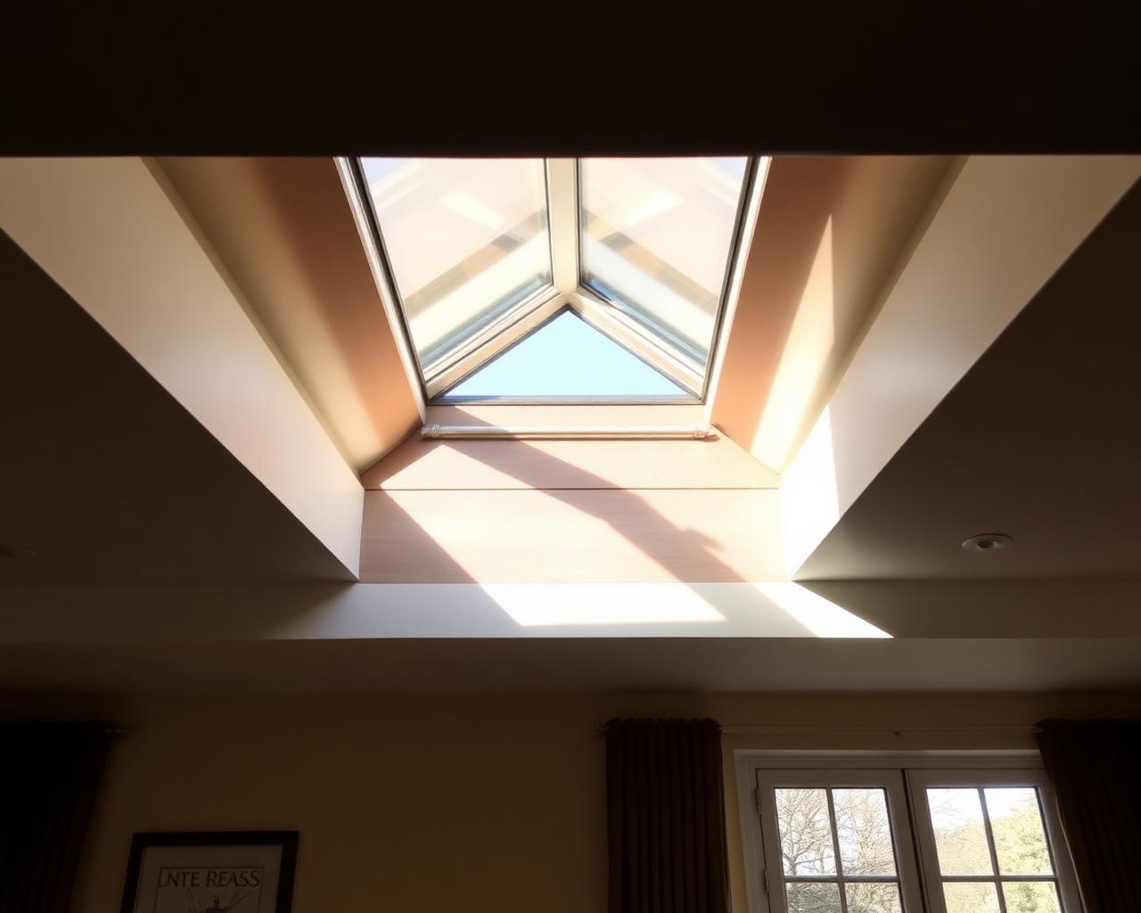 Skylight interior with sunlight