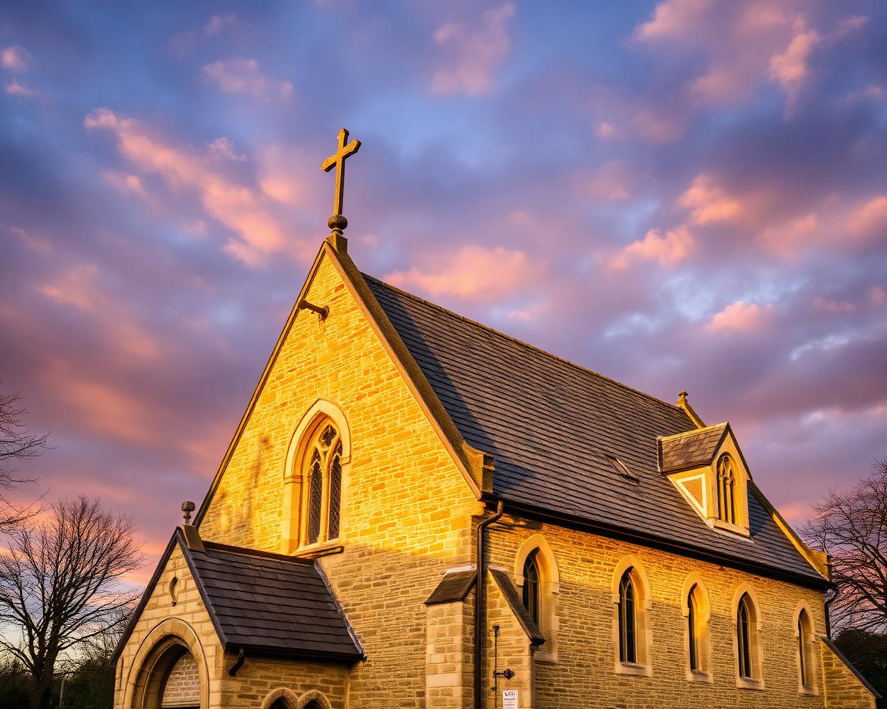 Restored slate roof on a historic church